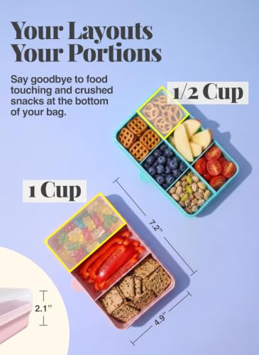 melii Snackle Box | 6-Compartment Divided Snack Container, BPA-Free Food Storage with Removable Dividers for School, Travel & On-the-Go Snacking Flowers - color: Flowers