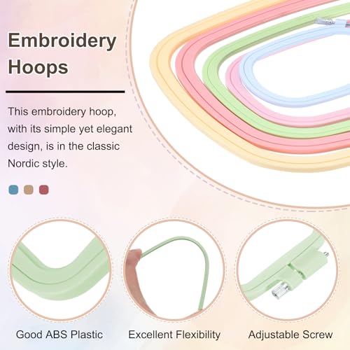 PATIKIL 5 Pieces 2.8" x 3" Square Embroidery Hoops, Adjustable Cross Stitch Hoops Ring ABS Plastic Embroidery Frame Punch Needle Hoop for Sewing, Needlework, DIY Craft, Light Green - color: Light Green, size: 2.8" x 3"