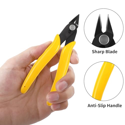 HongWay 5pcs Yellow 5" Micro Flush Cutters for Electronics Crafts - color: Yellow