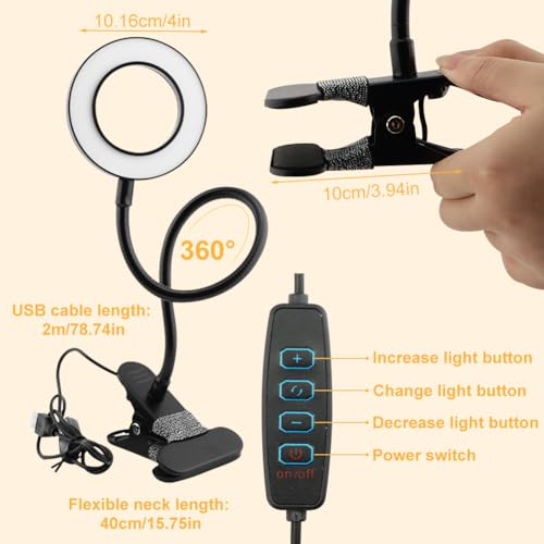 5X Magnifying Glass with Light, Hands Free Clip on Magnifier Lamp