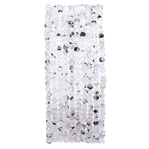 BEADIA Faceted Natural White Spectrolite Stone Round Loose Semi Gemstone Beads for Jewelry Making 2-2.5mm 38cm - color: White Spectrolite Faceted, size: 2-2.5mm