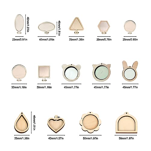 Wood Mini Embroidery Hoop Frame, 42Pcs Animal Shape - size: 42Pcs Animal Shape