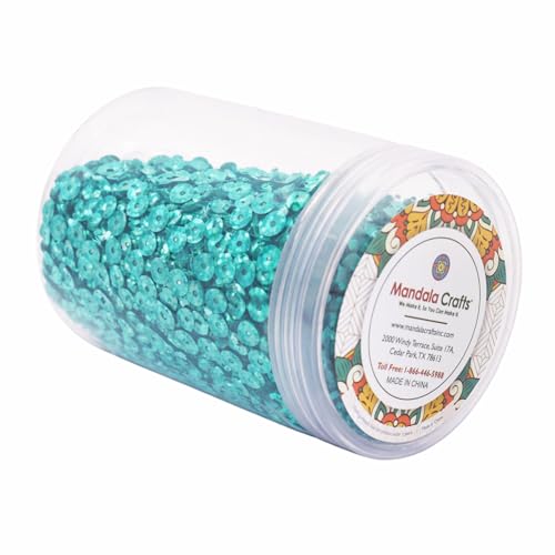 Mandala Crafts 6mm Cup Holographic Peacock Green Sewing Embroidery Sequins - color: Holographic Peacock Green, size: 6mm Cup Sequins