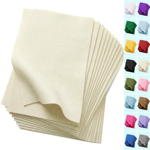 Soft Ivory Felt Fabric Sheets for Crafts 8 x 12 Inch 20 Pcs 1.6mm Thick - color: Ivory