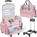 Rolling Craft Bag, Large Craft Bag with Wheels for Scrapbook Supplies - color: Pink, size: With Trolley
