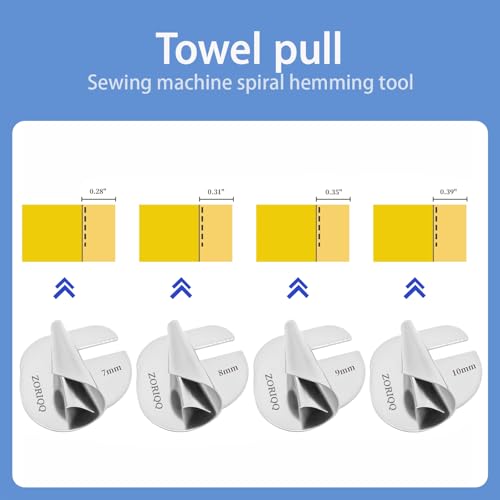 4PCS Universal Sewing Rolled Hemmer Foot for Sewing Machine - size: 7/8/9/10mm Rolling Hem