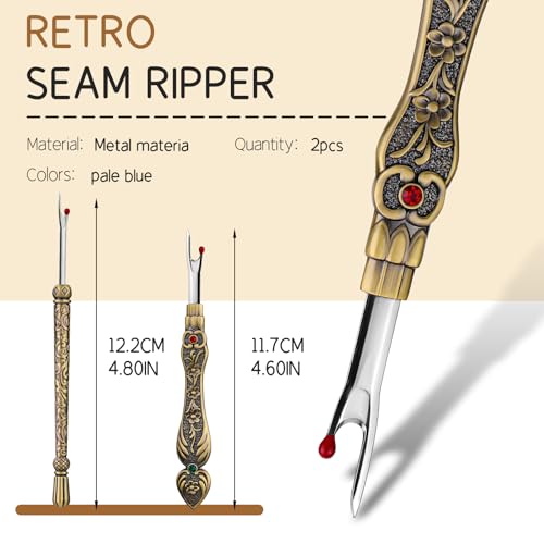 Seam Ripper, 2 PCS Vintage Seam Rippers for Sewing, Stitch Remover Tool