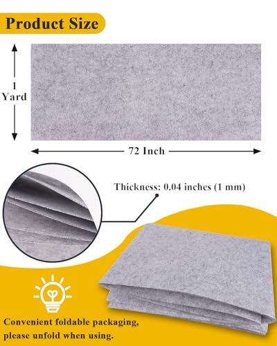 Gray Felt Fabric 72" x 36", Large Stiff Craft Felt Sheet by The Yard - color: Gray, size: 72" X 36" (1 Yard)