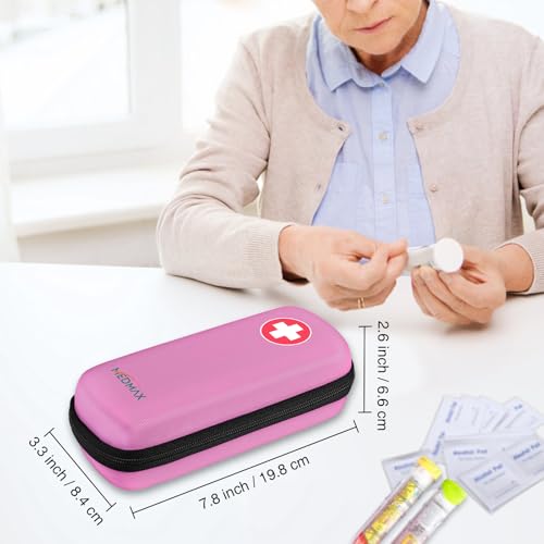 MEDMAX Epipen Medical Carrying Case, Hard Shell EVA Shock Absorption Travel Medication Organizer Bag Emergency Medical Pouch Holds 2 EpiPens, Asthma Inhaler, Auvi-Q, Allergy Supplies (Pink) - color: Pink