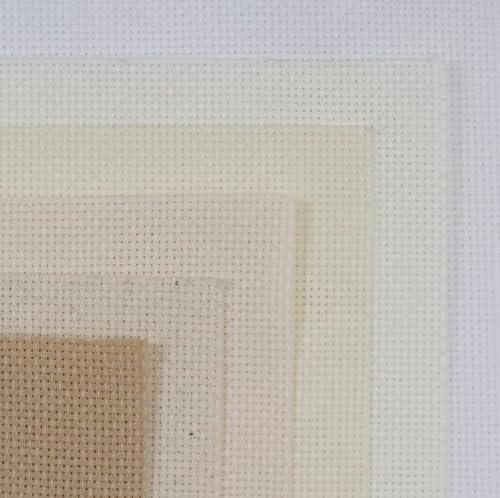 KCS 6 pc of 15" x 18" (38cmx45cm) Counted Cotton Aida Cloth Cross Stitch Fabric Rolled Box (16CT-D) - color: 16ct-d
