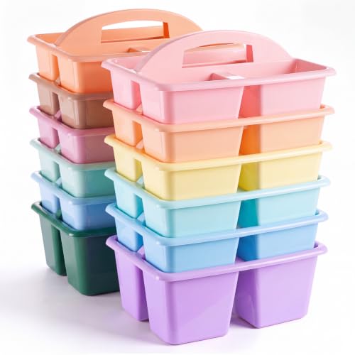 Kathfly 12 Pack Classroom Caddy Organizer with Handle Bulk, Mixed Color 1 - color: Mixed Color 1