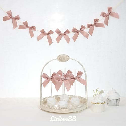 Self Adhesive Dusty Rose Satin Ribbon Bows for Crafts 3", 50 Pack - color: Dusty Rose