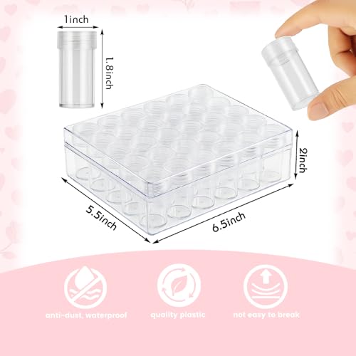 BigOtters Embroidery Diamond Storage Box, 30PCS Big Clear Plastic Bead Containers with Silicone Funnel for Jewelry Painting DIY Art Craft Rhinestones Sewing Cosmetic Nail Glitter Powder - size: 6.5 x 5.5 x 2inches