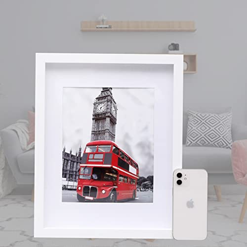 Muzilife 11x14 Shadow Box 3D Picture Frame with Mat, Wood, 1 Pack, White - color: 1pcs 11x14-white
