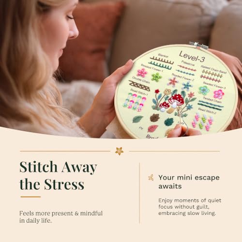 Bradove Beginner Embroidery Kit for Adults and Kids - color: Stitches Practice-C