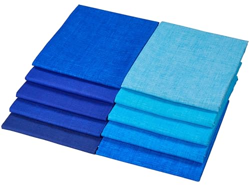 Craftido - 11 Options Solids with Tweed Tonals - Assorted Color Cotton Quilting Fabric Bundles 10pcs Fat Quarters 18"x21" - Medium Weight 5.2oz - for Quilting, Sewing and Crafts – Different Blues - color: Different Blues