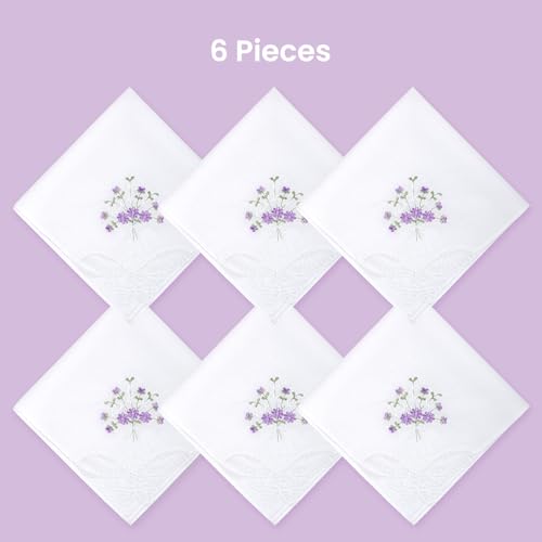 Selected Hanky Women's Cotton Handkerchiefs, Ladies Hankies, Purple Floral - color: Purple Floral