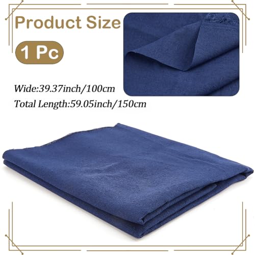 59 Inch Navy Blue Linen Cotton Quilting Fabric by The Yard Canvas Embroidery Tape Blend Cloth Material Needlework Fabrics for Sewing Making Napkins Upholstery Garments Decor Crafts Supply - color: Navy Blue, size: 1500x1000mm
