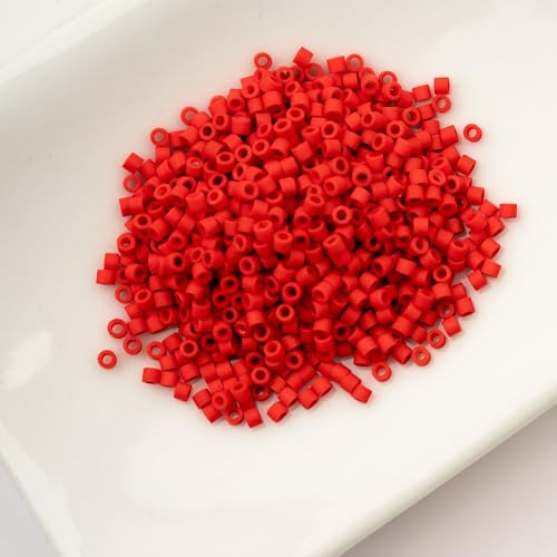 John Bead 25g Cylin Beads Red Vermillion Matte 11/0 Glass Cylindrical Seed Beads for Jewelry Bracelets Necklaces Earrings Making Embroidery - color: Opaque Red Vermillion Matte