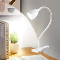 EJIAXIN Desk Lamp for Home Office - Clip on Reading Light and Bed Headboard Clamp Lamp, Bedside Gooseneck Table Lamp, Clip on Desk Lamps, Eye-Caring Desk Lamp for College Dorm Room Study Lamp, White