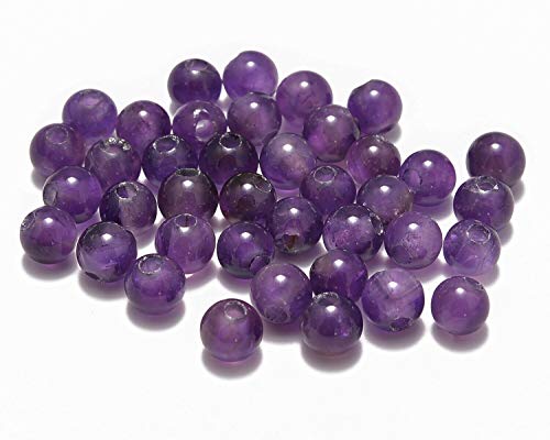 AD Beads Natural Gemstone 8mm Round Loose Beads Big Hole 2.5mm Sized 40pcs (Amethyst) - color: Amethyst