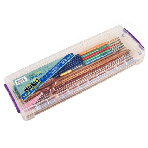 15″ Knitting Needle Case Organizer, Crochet Hook Case with Lid,Storage Box