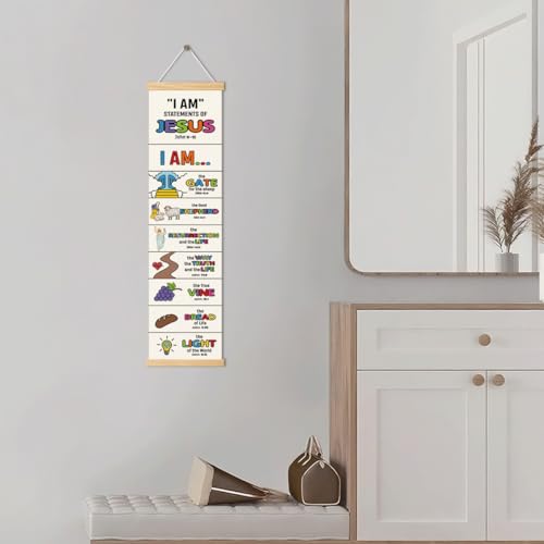 Christian Wall Poster, I am statements of Jesus Poster, Door Hanging Decors, Bible Verse Lesson Tool, Bible Verse Home Decor, Living Room Decor, Family Hanging of Scripture and Words Decorations 05 - color: Style 5