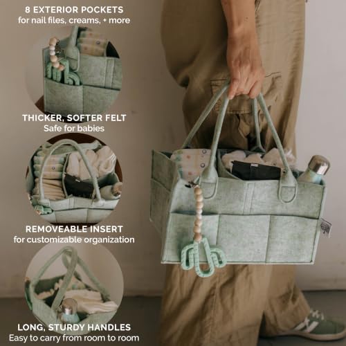 Parker Baby Co. Felt Diaper Caddy Organizer - Regular, Sage - color: Sage Green (Heathered Sage Green), size: Regular