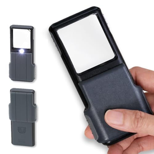 Carson MiniBrite LED Lighted Slide-Out Aspheric Magnifier with Protective Sleeve (PO-55), 5X, Gray - size: Single Pack