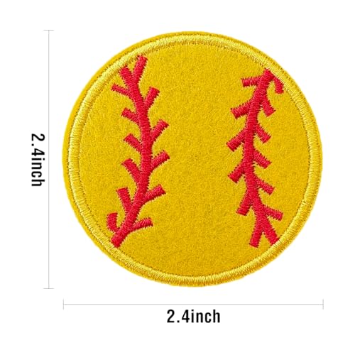 12Pcs Yellow Baseball Iron on Patches, Iron on Embroidered Applique Patches for Jackets, Hats, Backpacks, Jeans - color: 12pcs Yellow Baseball
