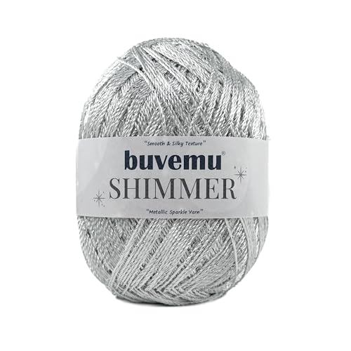 Shimmer Metallic Thread for Crochet, Lace, Embroidery,Silver,Silver Glitter - color: Silver, Silver Glitter, size: 1 Pack