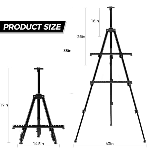 RRFTOK 17-66 Inch Adjustable Art Easel Stand for Painting and Sign, Black - style: 66B 1-Pack