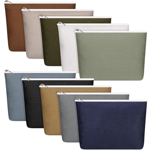 Reginary 10 Pcs Canvas Makeup Bags Bulk Blank Cosmetic Bags,Plain Color - color: Plain Color