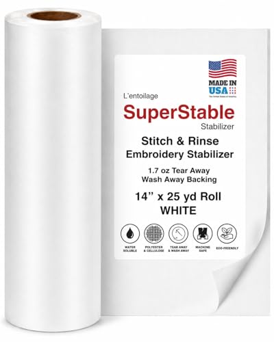 Superpunch Stitch and Rinse Tear Away Stabilizer, 1.7 oz, 14 in x 25 yd - size: 14" x 25 yards roll