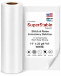 Superpunch Stitch and Rinse Tear Away Stabilizer, 1.7 oz, 14 in x 25 yd - size: 14" x 25 yards roll