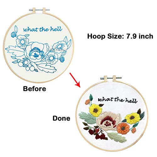 Louise Maelys Floral Embroidery Kit for Beginners Saying DIY Craft - color: kit-1