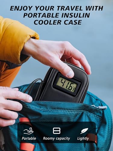 YOUSHARES Insulin Cooler Travel Case, Peptide Travel Case with Temp Display - color: 02 Black