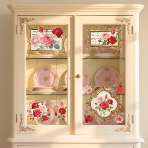 Peacoblue Vintage Rose Frame Rub On Transfers for Furniture Craft 6"x12" - style: Vintage Rose Frame