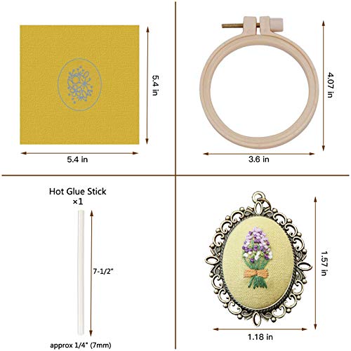 ZOCONE 4 Packs Embroidery Necklace Kits, Embroidery Pendant Kit Mini Cross Stitch Kit with Hoop, Necklace, Pendant, Stamped Pattern Cloth, Instructions, etc., Embroidery Kits for Adults - color: 4 Packs-C