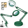 12X Magnifying Glass with Light and Stand, Real Glass Lens Desk Lamp, Lighted Magnifier with Light Stepless Dimming Hands Free for Craft, Reading, Painting, Sewing, Solder - Green - color: Green