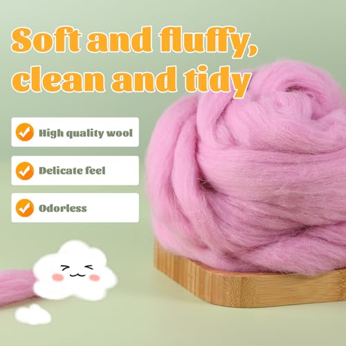 3.53oz Needle Felting Wool Roving for Needle Felting Dark Pink Felting Wool - color: dark pink