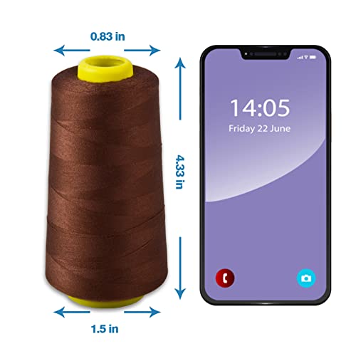 Brown Serger Thread All-Purpose Thread for Sewing, Polyester, 4 Cones of 3000 Yards Each Spool for Sewing Machine - color: 4 Brown