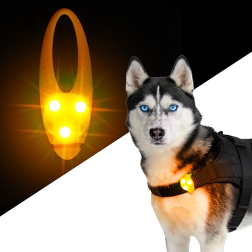 LaRoo Dog Lights for Night Walking, LED Dogs Collar Lights for Nighttime Clip On Light up Dog Collar Pet Camping Essentials （Orange） - color: Orange-A