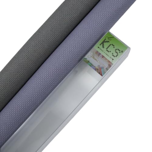 KCS 2 pc of 15" x 18"(38cmx45cm) 16 Count Cross Stitch Cotton Aida Cloth Needlework Fabric Box (Light Steel Grey+Medium Grey,16CT) - color: Light Steel Grey+medium Grey, size: 16CT