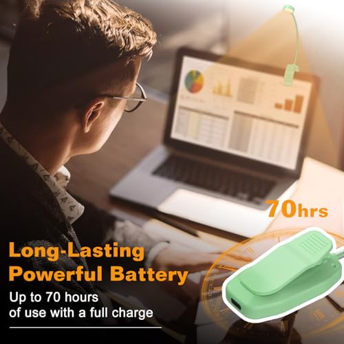 KTEBO 2 Pack Rechargeable Book Light Clip-On Reading Light for Books in Bed - color: Black & Green