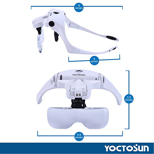 YOCTOSUN Magnifying Glasses with LED Light,5 Lenses,Headband,Storage Case - style: Led Head Magnifier with Storage Case