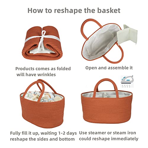 XUANGUO Large Cotton Rope Baby Diaper Caddy Organizer Basket Rust - color: Rust, size: Large