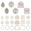FINGERINSPIRE 12PCS Wood Mini Embroidery Hoops 6 Styles Blanched Almond Wooden Small Embroidery Hoops Wood Mini Cross Stitch Ring Frame for DIY Pendants Ornaments Crafts Jewelry Making