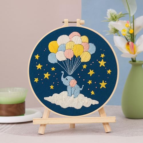 FEIYUENO 3 Sets Embroidery Starter Kits for Beginners Adults (Ballon) - color: Balloon