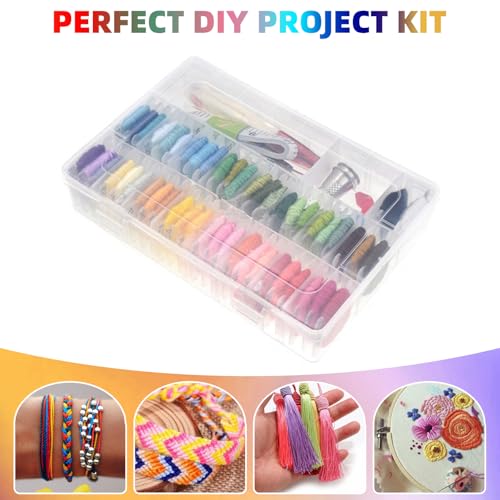 Embroidery Thread, 6 Strand Hand Embroidery Supplies Rainbow Embroidery Floss, Cross Stitch Thread for Bracelet, DIY Crafts, Sewing, Embroidery Supplies (50 Colour)